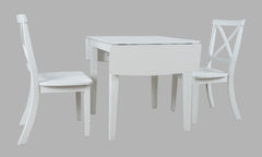 Eastern Tides Blanc Dropleaf Dining Table w/ 2 X-Back Chairs - Ornate Home
