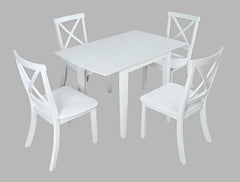 Eastern Tides Blanc Dropleaf Dining Table w/ 4 X-Back Chairs - Ornate Home