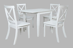 Eastern Tides Blanc Dropleaf Dining Table w/ 4 X-Back Chairs - Ornate Home