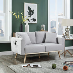 Easton Light Gray 56.5"W Linen Loveseat - Ornate Home