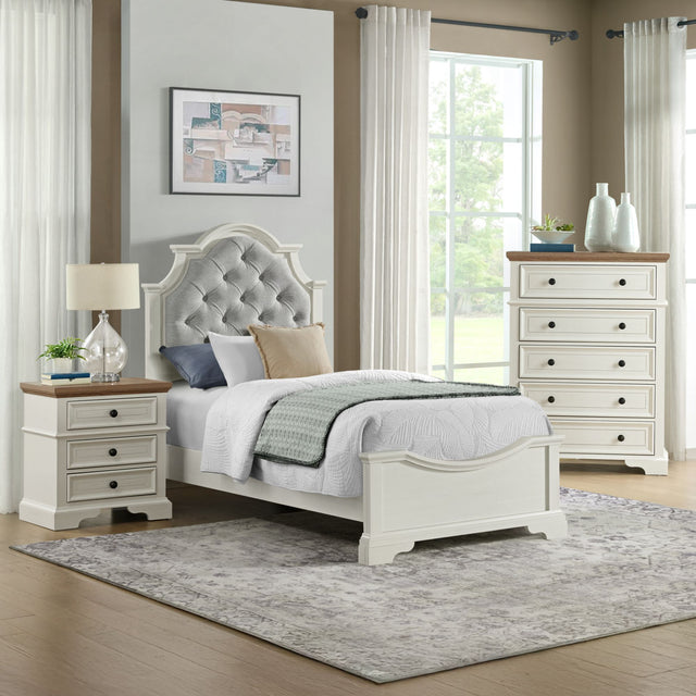 Eastwood Off-White/Brown 3-Piece Youth Twin UPH Bedroom Set