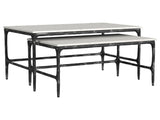 Ebby White 2-piece Genuine Marble Top Nesting Coffee Tables - Ornate Home