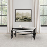 Ebby White 2-piece Genuine Marble Top Nesting Coffee Tables - Ornate Home