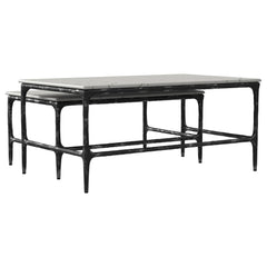 Ebby White 2-piece Genuine Marble Top Nesting Coffee Tables - Ornate Home