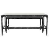 Ebby White 2-piece Genuine Marble Top Nesting Coffee Tables - Ornate Home