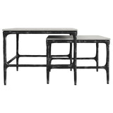Ebby White 2-piece Genuine Marble Top Nesting Coffee Tables - Ornate Home