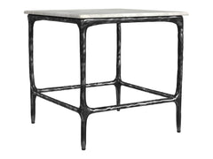 Ebby White Square Genuine Marble Top Metal End Table - Ornate Home