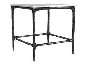 Ebby White Square Genuine Marble Top Metal End Table - Ornate Home
