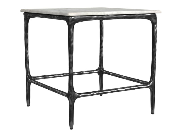 Ebby White Square Genuine Marble Top Metal End Table - Ornate Home