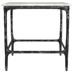 Ebby White Square Genuine Marble Top Metal End Table - Ornate Home