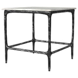 Ebby White Square Genuine Marble Top Metal End Table - Ornate Home