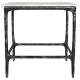 Ebby White Square Genuine Marble Top Metal End Table - Ornate Home