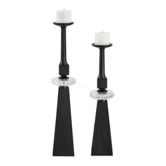 Ebon Glow Black Floor Candleholders (Set of 2) - Ornate Home