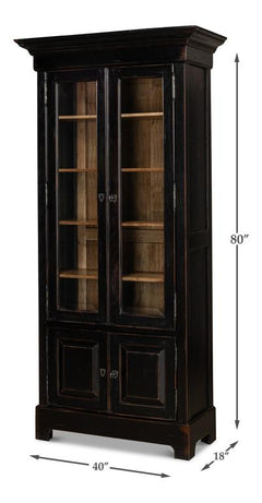 Ebony Study Black Bookcase - Ornate Home