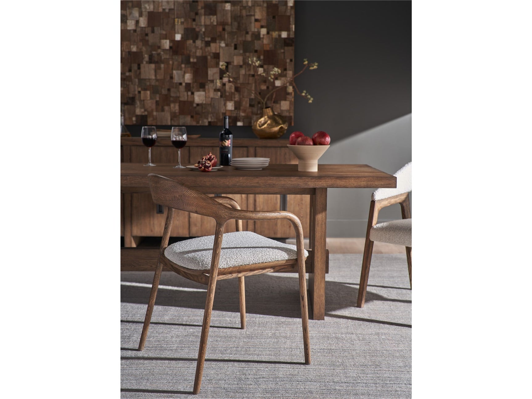 Echo Medium Brown Oak/Medina Pebble Dining Arm Chair - Ornate Home
