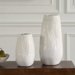 Echo Ridge White Vases (Set of 2) - Ornate Home