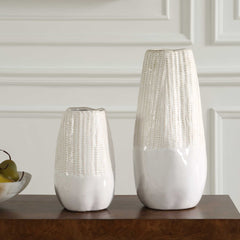 Echo Ridge White Vases (Set of 2) - Ornate Home