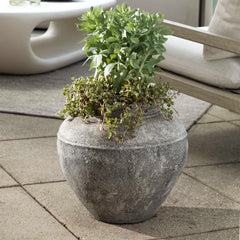 Echoes Of Time Black/White Concrete Outdoor Planter - Ornate Home