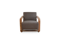 Eckersley Cool Brown Leather Lounge Chair - Ornate Home