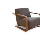 Eckersley Cool Brown Leather Lounge Chair - Ornate Home