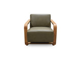 Eckersley Olive Leather Lounge Chair - Ornate Home