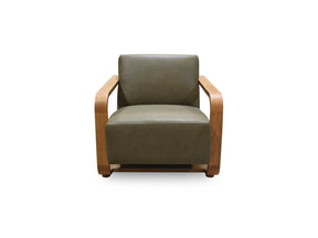 Eckersley Olive Leather Lounge Chair - Ornate Home