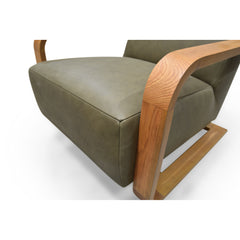 Eckersley Olive Leather Lounge Chair - Ornate Home