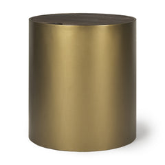 Eclipse Antiqued Brass/Dark Brown Metal Drum Base End/Side Table