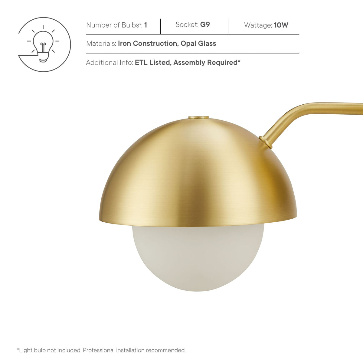 Eclipse Brass Globe Wall Sconce - Ornate Home