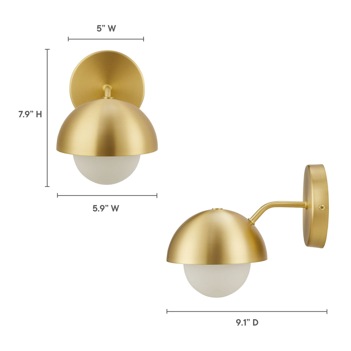 Eclipse Brass Globe Wall Sconce - Ornate Home
