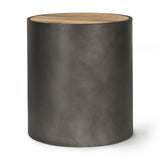 Eclipse Gunmetal Gray/Brown Drum Base End/Side Table - Ornate Home