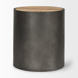 Eclipse Gunmetal Gray/Brown Drum Base End/Side Table - Ornate Home