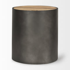 Eclipse Gunmetal Gray/Brown Drum Base End/Side Table