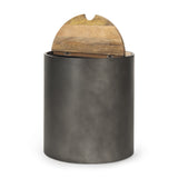 Eclipse Gunmetal Gray/Brown Drum Base End/Side Table - Ornate Home