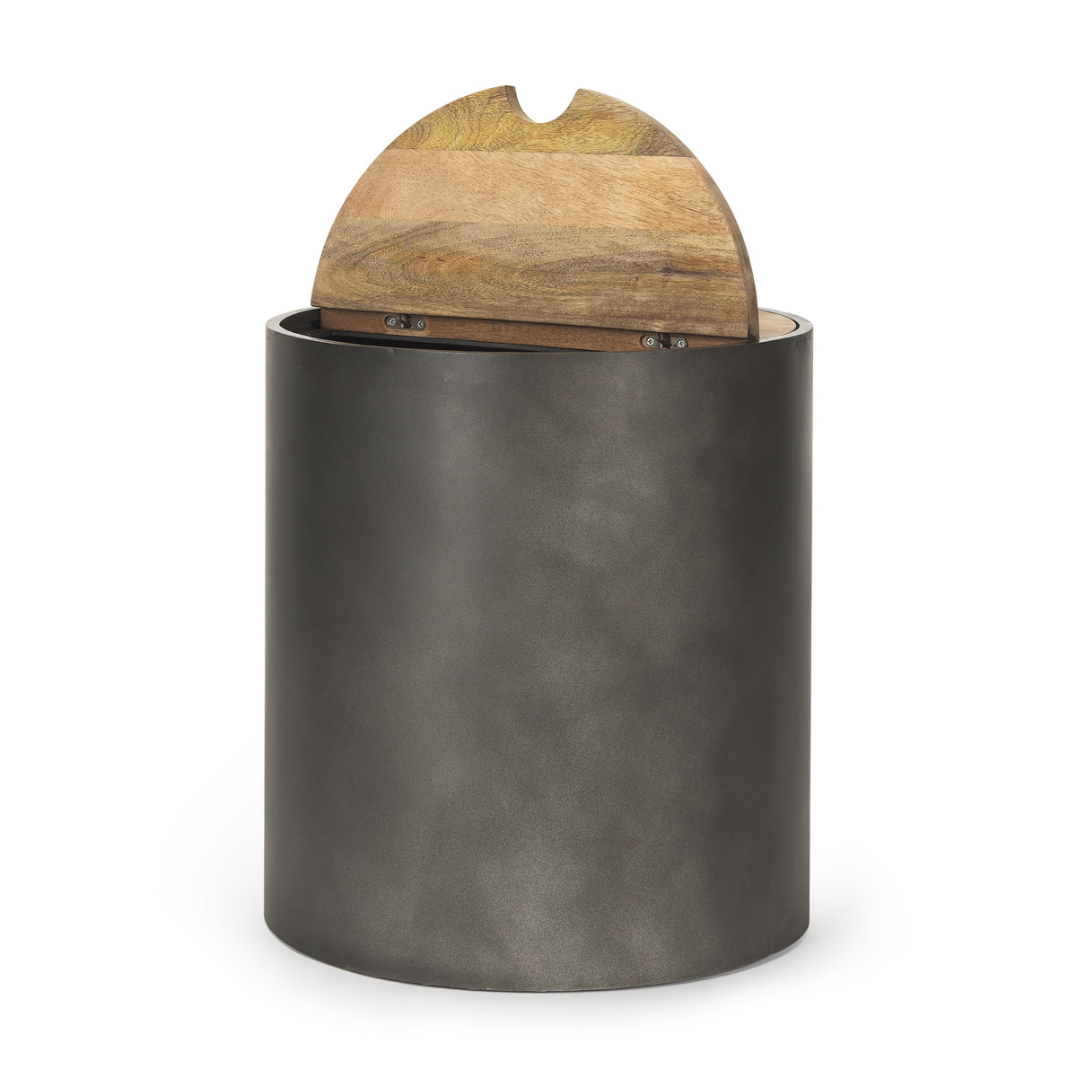 Eclipse Gunmetal Gray/Brown Drum Base End/Side Table - Ornate Home