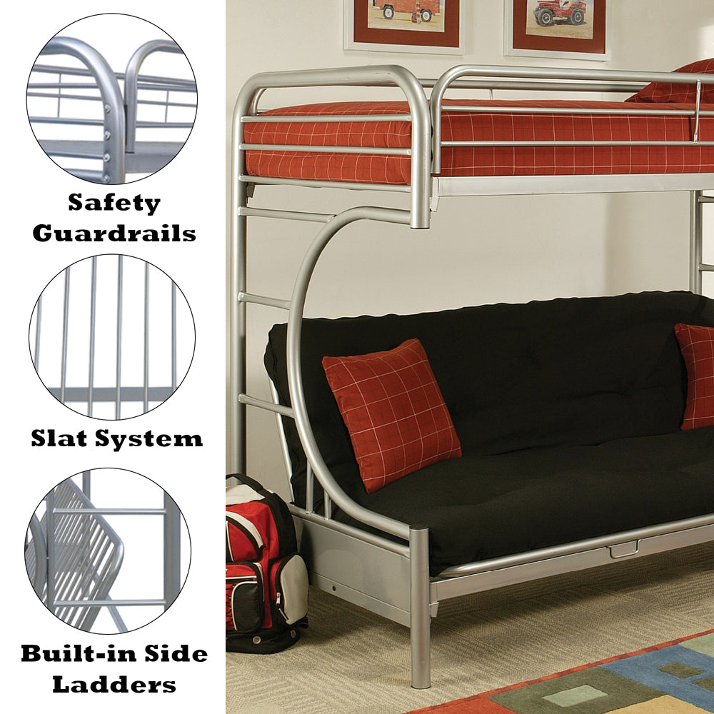 Eclipse Silver Bunk Bed (Twin XL/Queen/Futon) - Ornate Home