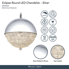 Eclipse Silver LED Crystal and Metal Chandelier - Ornate Home