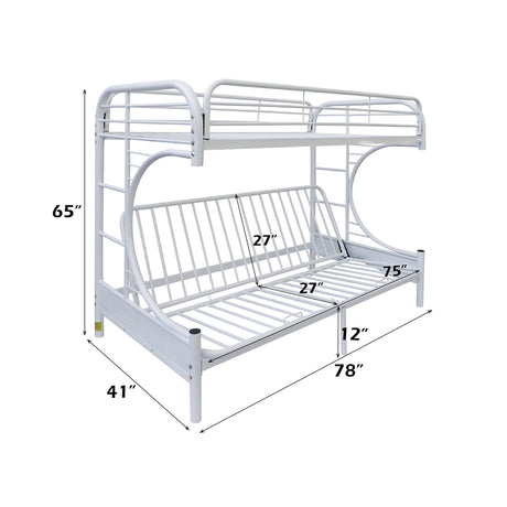 Eclipse White Bunk Bed (Twin/Full/Futon) - Ornate Home