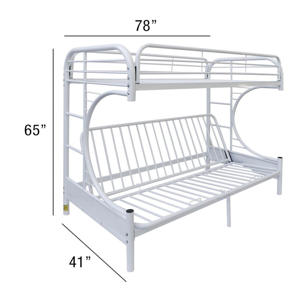 Eclipse White Bunk Bed (Twin/Full/Futon) - Ornate Home
