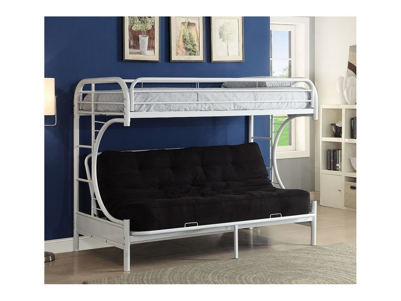 Eclipse White Bunk Bed (Twin/Full/Futon) - Ornate Home