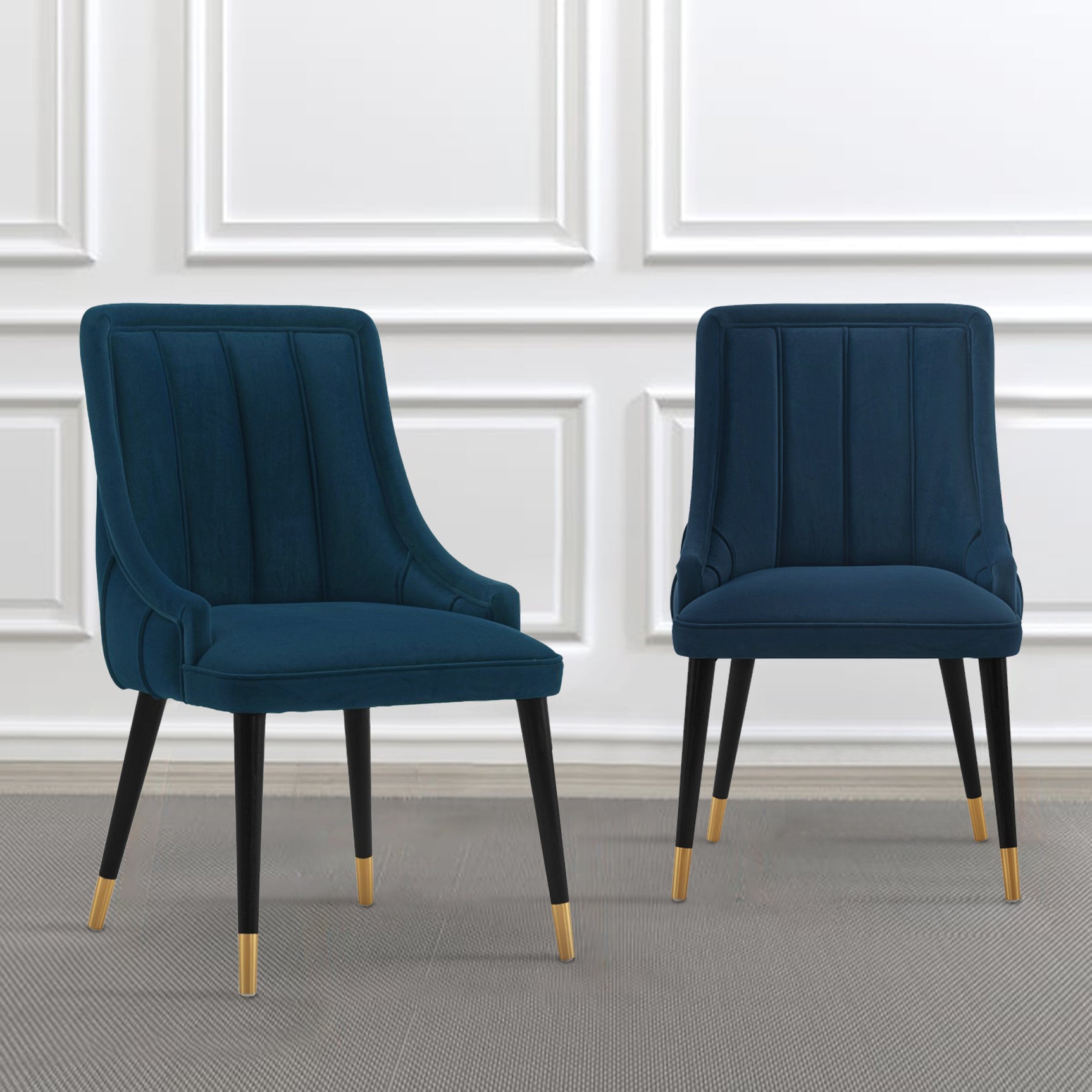 Eda Dining Chair in Midnight Blue (set of 2) - Ornate Home