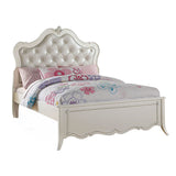 Edalene PU & Pearl White Full Bed - Ornate Home