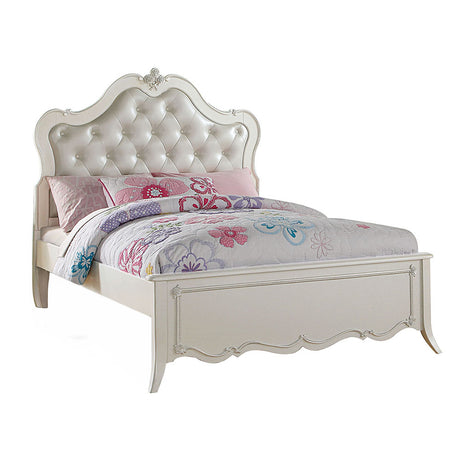 Edalene PU & Pearl White Full Bed - Ornate Home