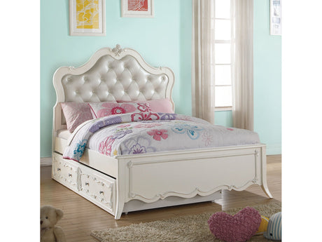 Edalene PU & Pearl White Full Bed - Ornate Home