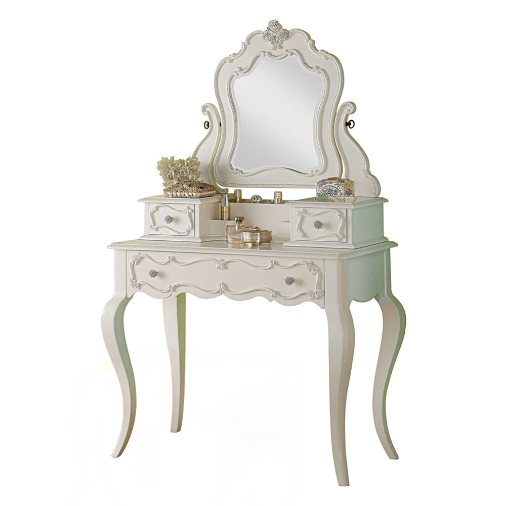 Edalene Pearl White Vanity & Mirror - Ornate Home