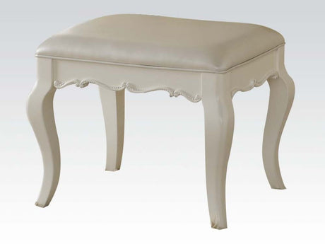 Edalene Vanity Bench in Pearl White - Ornate Home