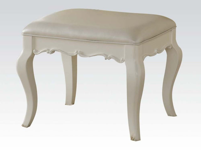 Edalene Vanity Bench in Pearl White - Ornate Home