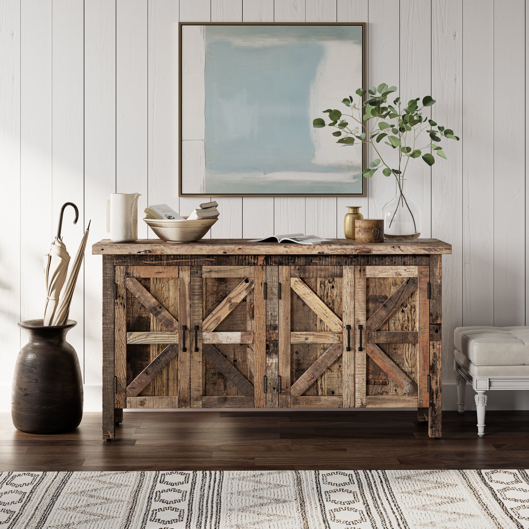 Eden Prairie Reclaimed 4 Door Accent Cabinet - Ornate Home
