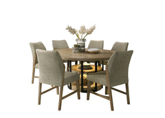 Eden Rustic Oak 59" 7-Piece Round Dining Set - Ornate Home