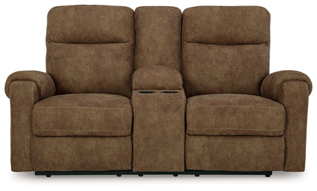 Edenwold Brown Reclining Loveseat with Console - Ornate Home